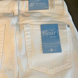 7 For All Mankind Kimmie Crop White Ankle Jeans - Clean White